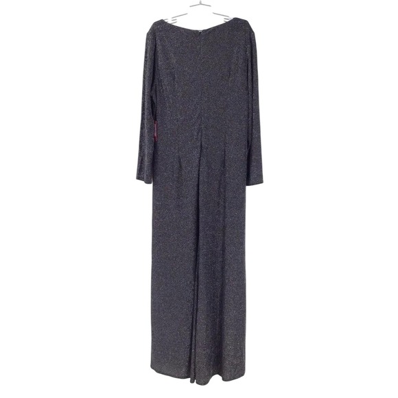 Vince Camuto Metallic Ruched Wrap Maxi Dress Size 20W Black Long Sleeve Evening - Picture 3 of 9